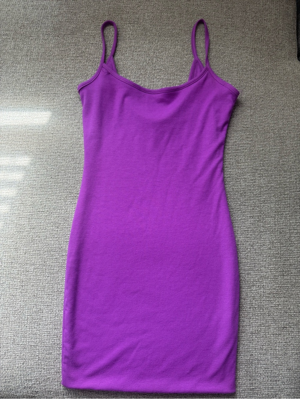 Fashion Nova Ribbed Spaghetti Strap Mini Dress - Vibrant Purple